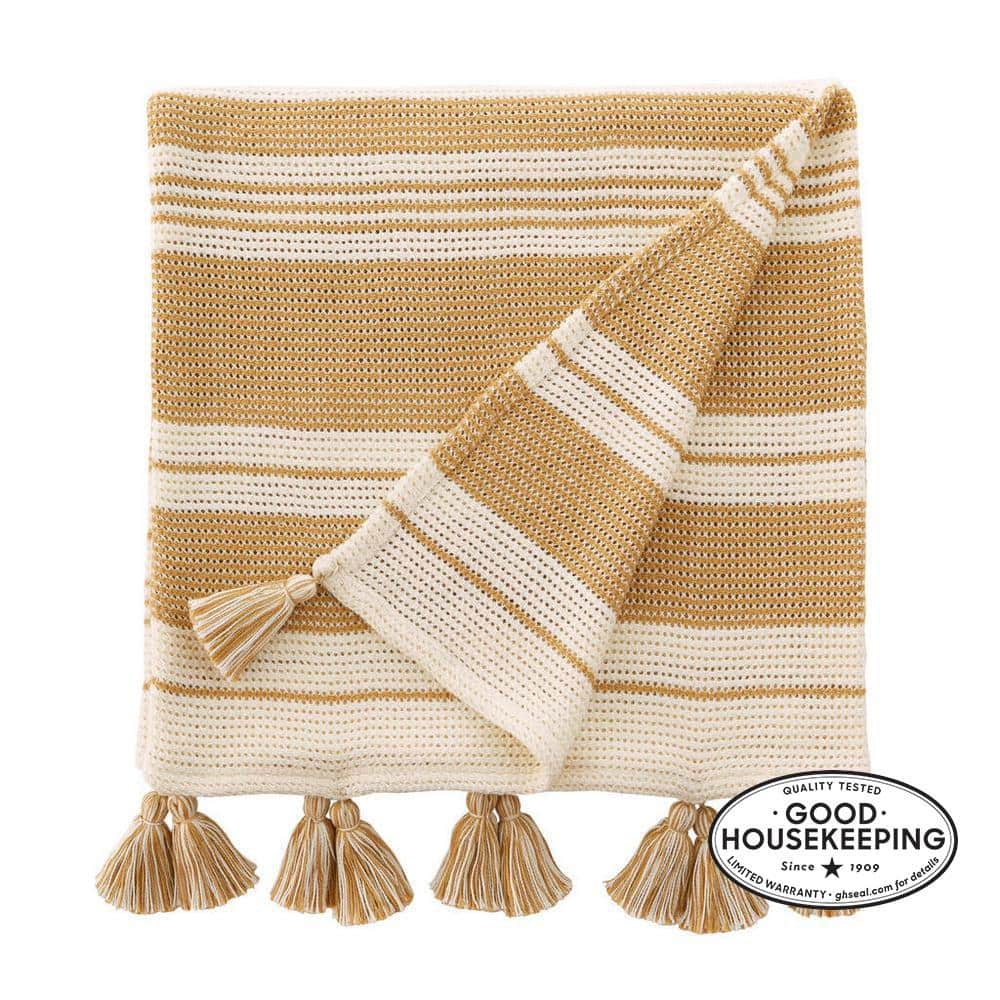 StyleWell Turkish Cotton White and Wheat Brown Stripe 6-Piece