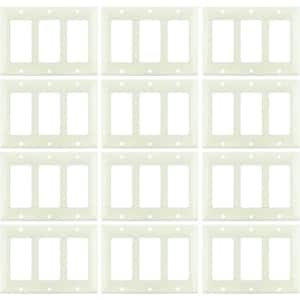 3-Gang Almond Screw-in Decorative Wall Plate (12-Pack)