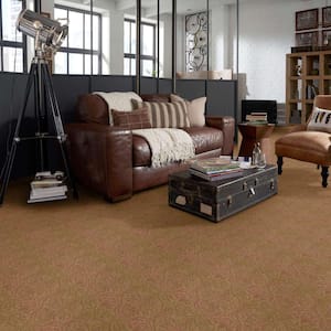 Perfectly Posh - Honeycomb - Brown 43 oz. Nylon Pattern Installed Carpet