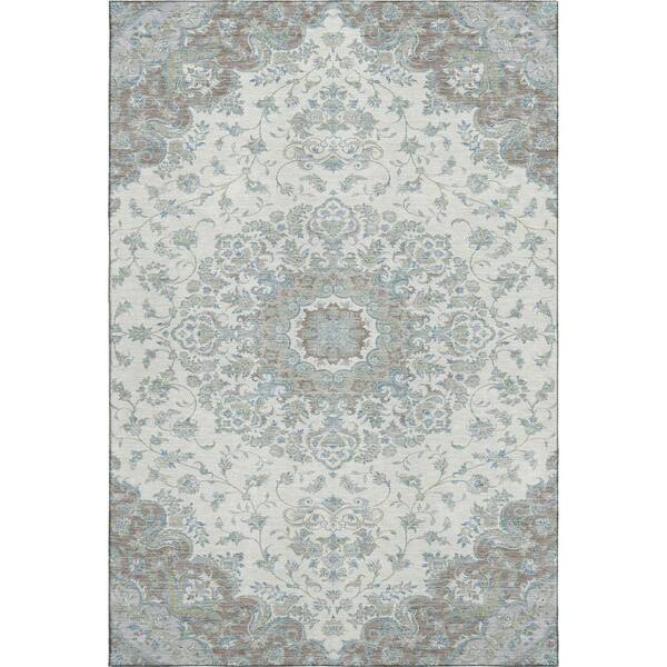 Mayfield Premium Machine Washable Abstract AMF2543 Ivory 5 ft. x 7 ft. 6 in. Area Rug