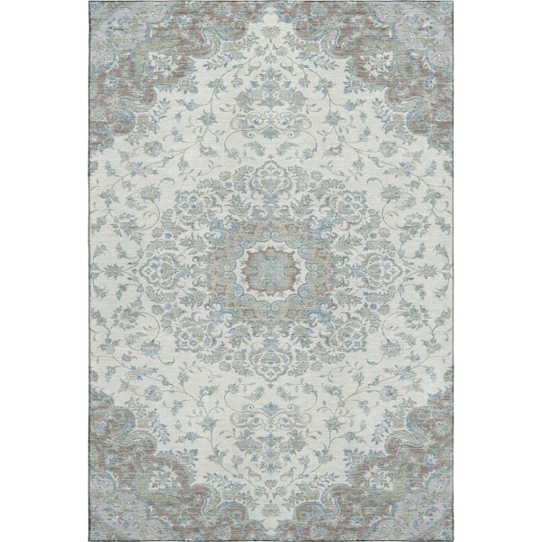 Mayfield Premium Machine Washable Abstract AMF2543 Ivory 8 ft. x 10 ft. Area Rug