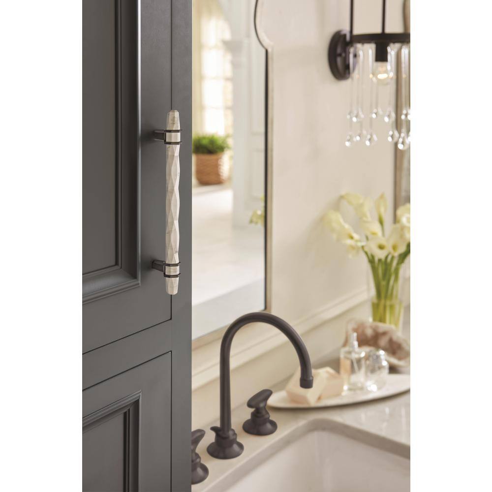 8.75" Matte Bronze and Marble White Bar Pull