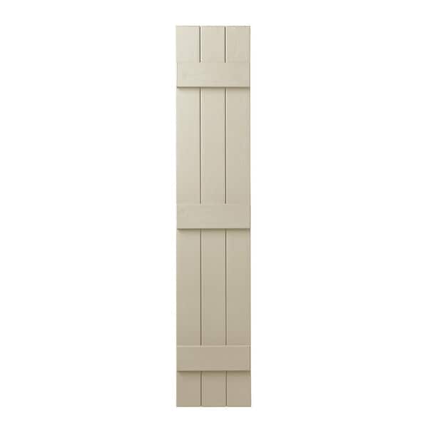 Ply Gem 11 in. x 67 in. Polypropylene Plastic 3-Board Closed Board and Batten Shutters Pair in Sand Dollar