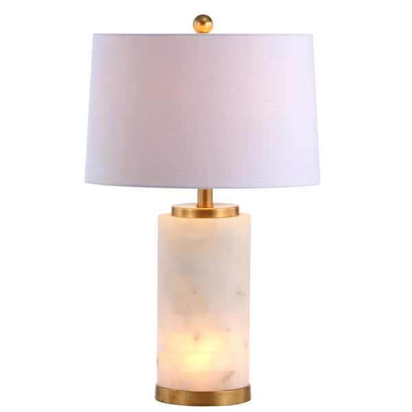 Eliza 25.5 in. Alabaster LED Table Lamp, White/Gold Leaf