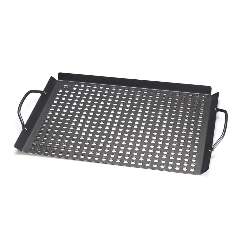 Non-Stick Black Stainless Steel Grill Topper with Handles