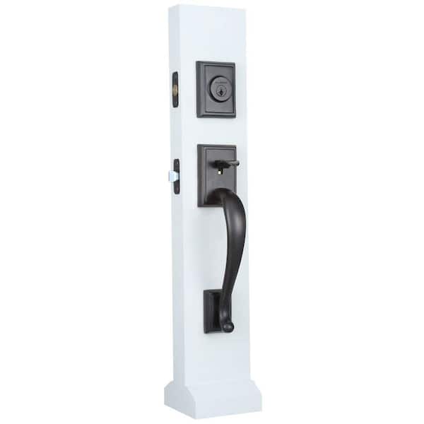 Prestige Pistoria Single Cylinder Venetian Bronze Door Handleset w/ Arch Rose Madrina Door Lever Feat SmartKey Security