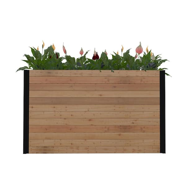 Mezza 59"L x 16"W x 32"H Large Cedar Parklette Planter, Golden Brown, VT17716