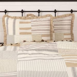 Grace Creme Nickel Grey Tan Farmhouse Cotton Standard Sham