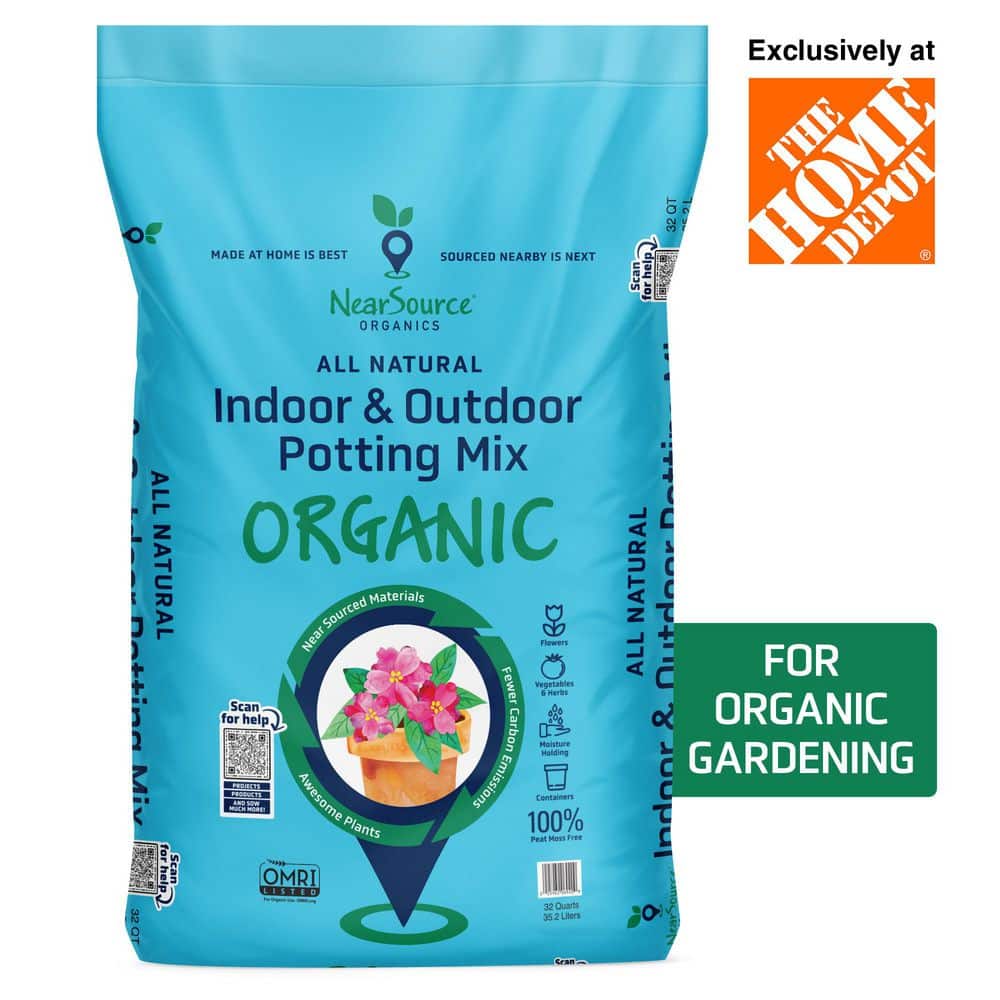 NEARSOURCE ORGANICS Organic Indoor and Outdoor Potting Soil Mix 32 qt., Peat  Free, OMRI Listed 692 - The Home Depot