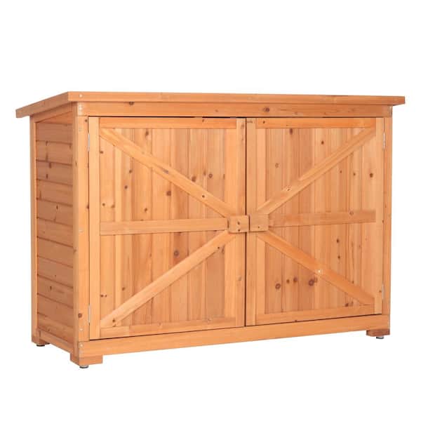 1.5 ft. W x 4.2 ft. D Wood Shed with Lockable Double Door (17 sq. ft.)