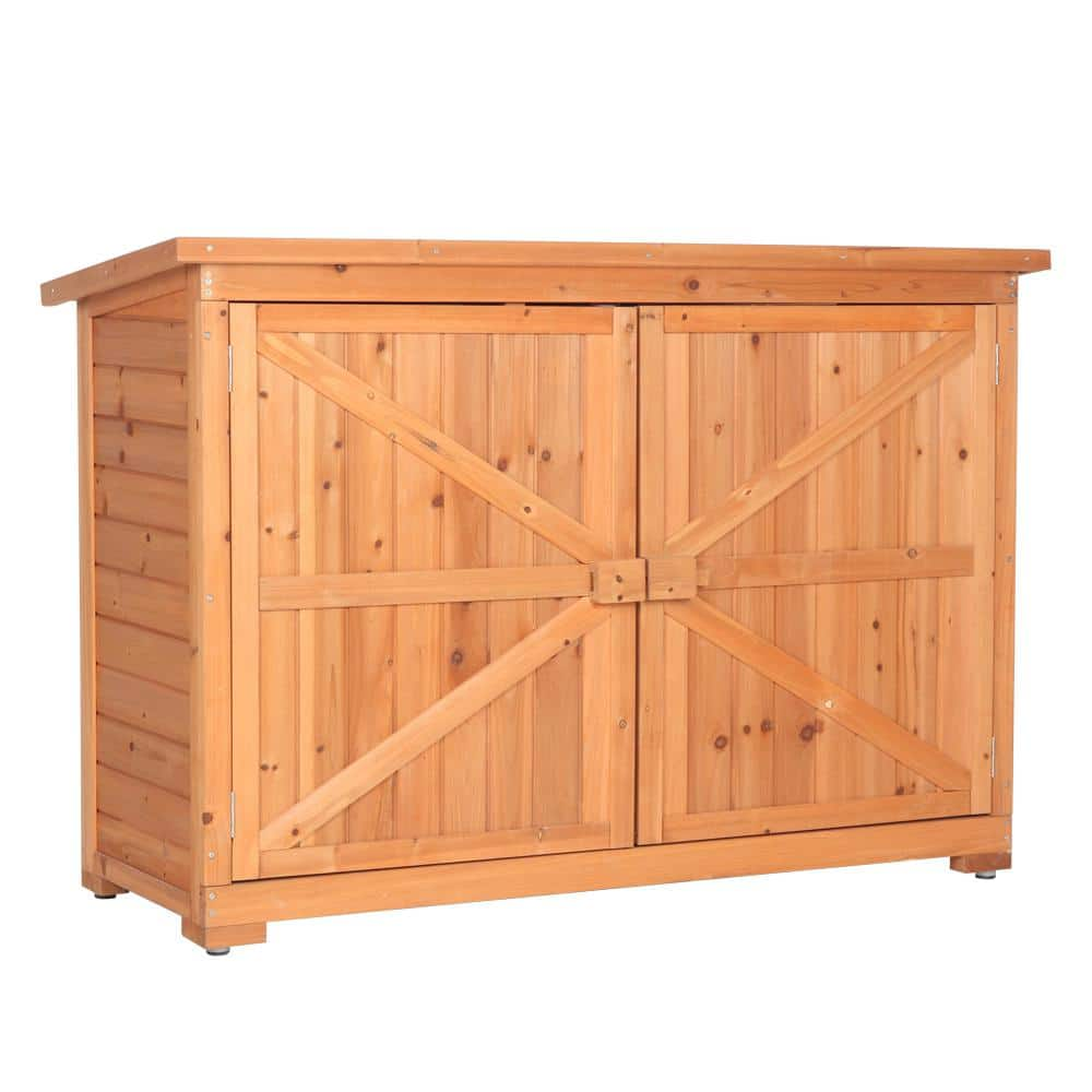 Winado 1 5 Ft W X 4 2 Ft D Wood Shed With Lockable Double Door 17 Sq   Orange Winado Wood Sheds 555699943188 64 1000 