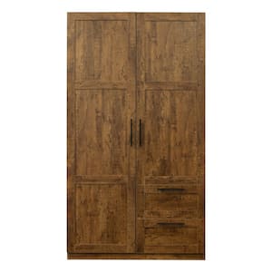 Walnut Armoire with 2 Drawers and 5 Storage Spaces( H 70.87 in. X W 39.37 in. X 19.49 in. D)