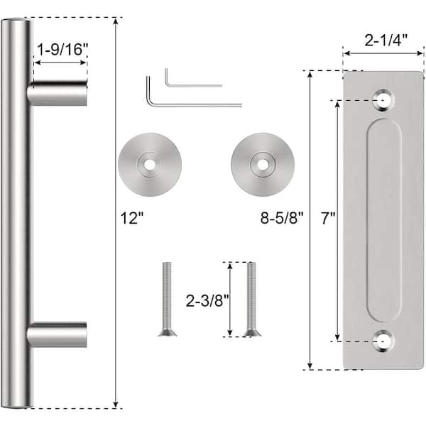 WINSOON 6-1/2 in. L Black Recessed Sliding Door Pull Handle with Mounting  Screws Brushed Finish Rectangular Flush Pull Handle GCM6004 - The Home Depot