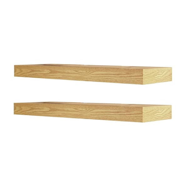Unbranded 24 in. W x 7 in. D Oak Floating Shelves Decorative Wall Shelf (Set of 2)