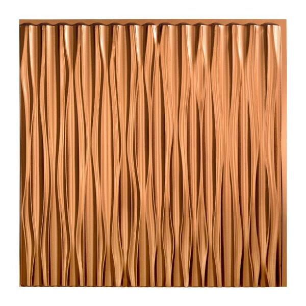 Fasade Dunes Vertical 2 ft. x 2 ft. Glue Up PVC Ceiling Tile in Oil Rubbed Bronze