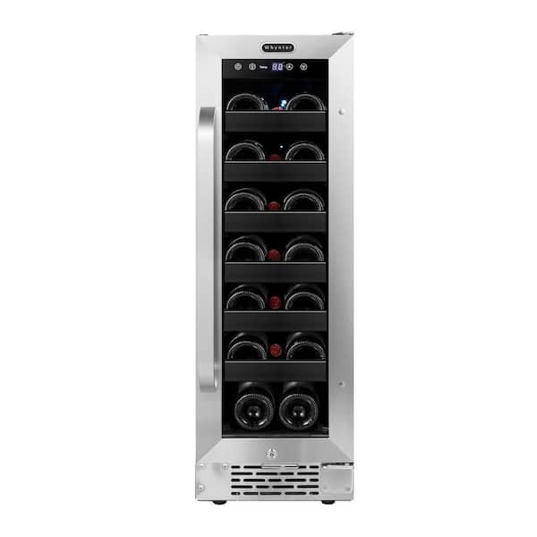 12 in. Single Zone 20 Bottles Undercounter Built-In Wine Cooler Refrigerator w/ Lock Stainless Steel LED