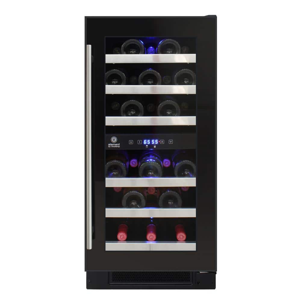 14.8 in. W 28-Bottle Dual Zone Beverage And Wine Cooler in Black