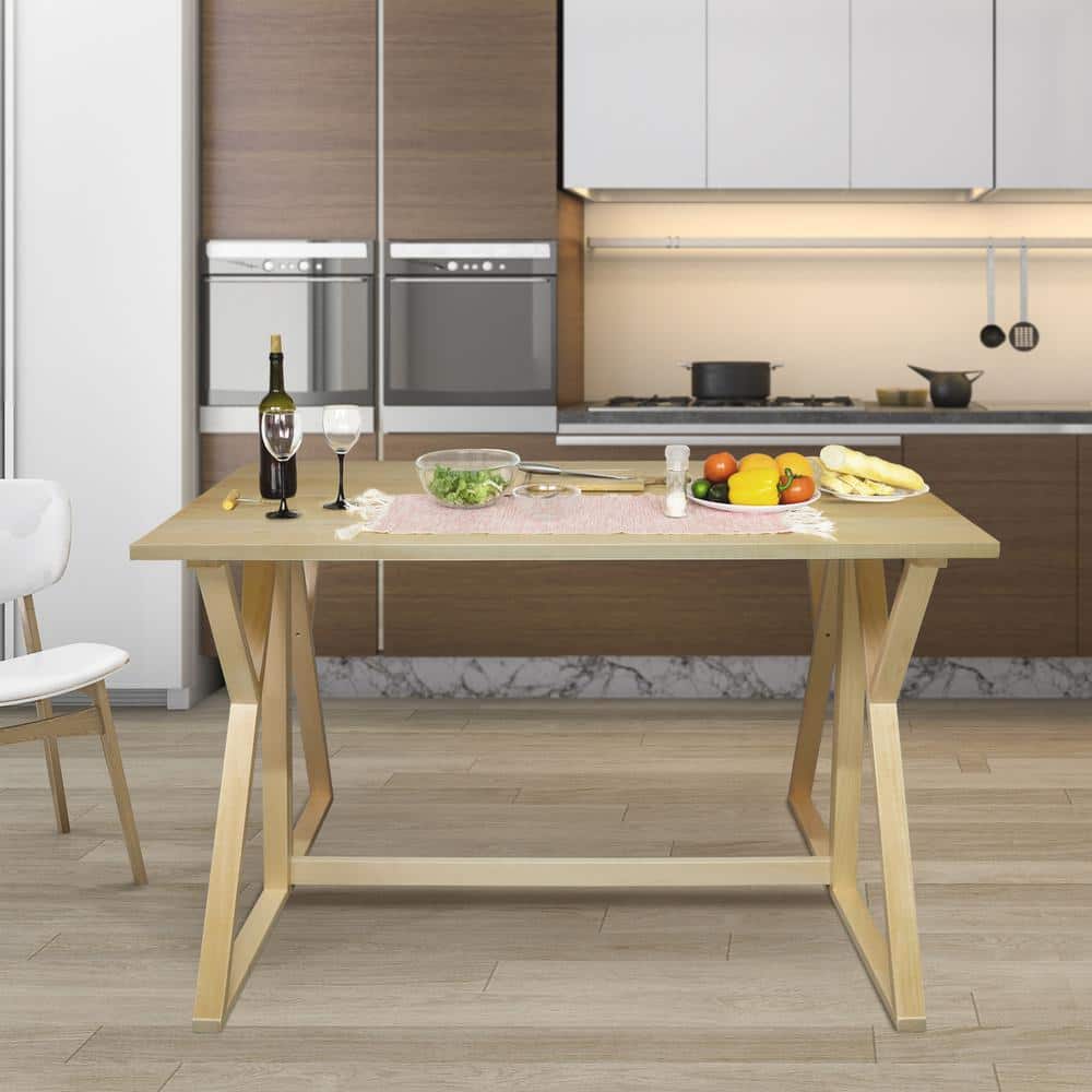 Natural Solid Basswood Folding Convertible Console Dining Table