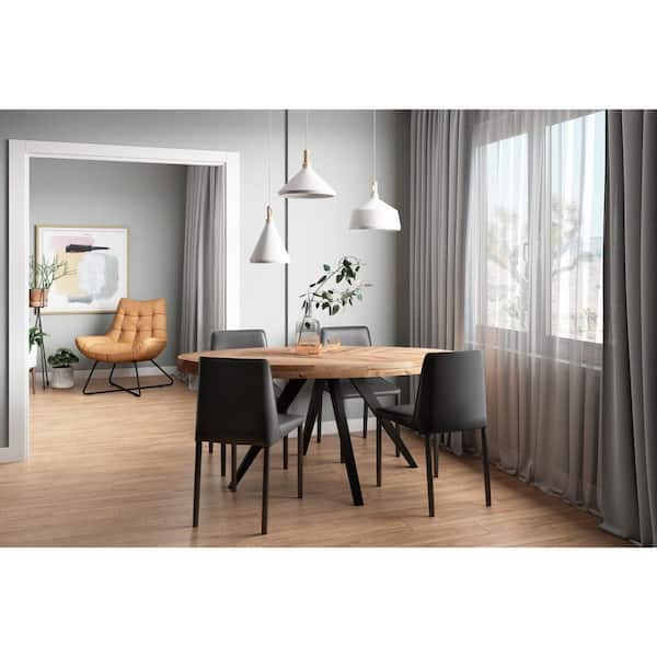 Griffin Black Vegan Leather Dining Chair with Iron Frame - (Set of 2)