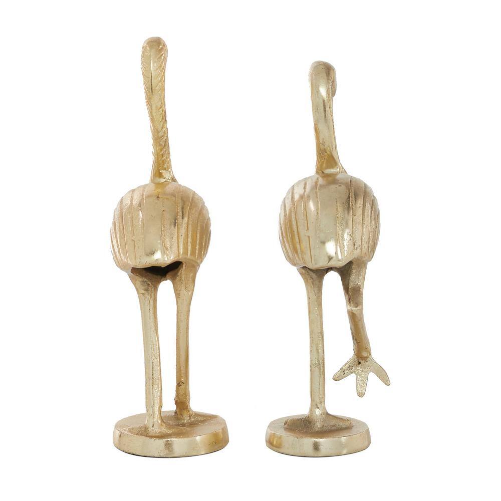 Gold Aluminum Flamingo Sculptures Set of 2