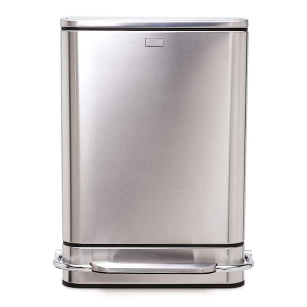 simplehuman 38 l Fingerprint-Proof Brushed Stainless Steel Step-On Bar Trash Can