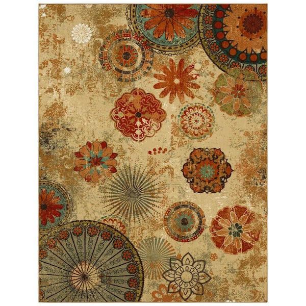 Mohawk Home Alexa Medallion Brown 7 ft. 6 in. x 10 ft. Indoor/Outdoor Area Rug