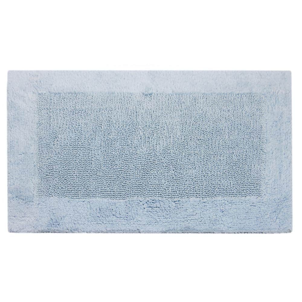 Aqua 24 in. x 40 in. Outside Border Bath Mat