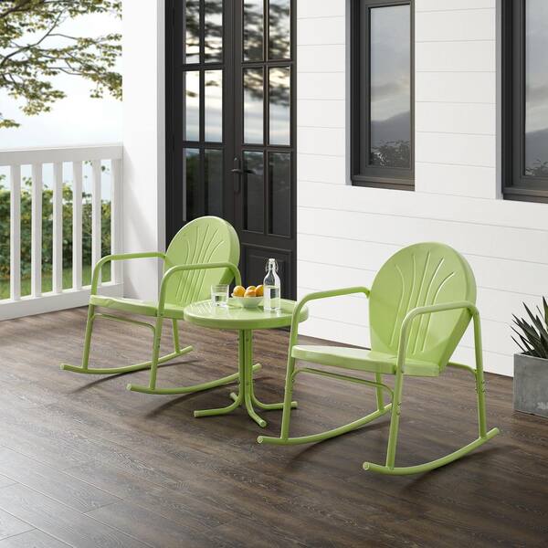 CROSLEY FURNITURE Griffith Key Lime 3 Piece Metal Patio Conversation Set KO10020KL The Home Depot