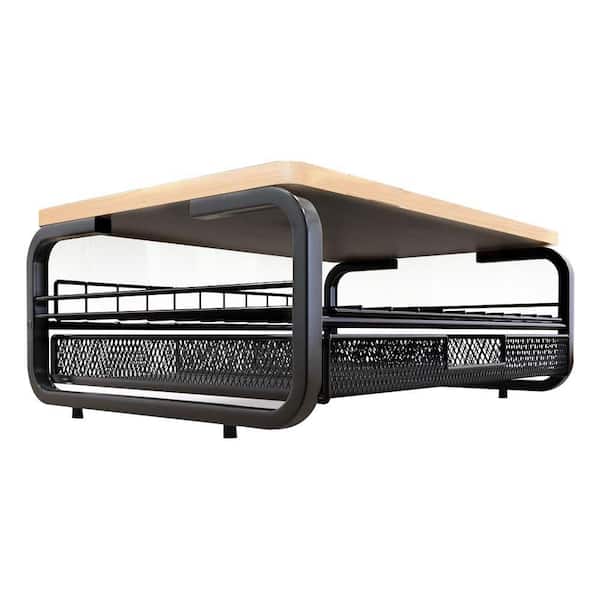 Unbranded Wood Monitor Stand Riser with Drawer Large Capacity Desk Organizer with Plug and Pen Holder for Laptop iMac