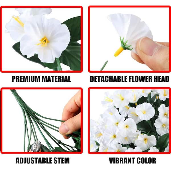Artificial White Morning Glory Vines, 4-pack L0D9P1K4PB - The Home