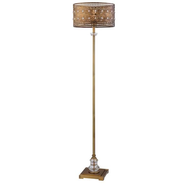 Clear Crystal And Brass Floor Lamp, Bohemian Crystal Floor Lamp