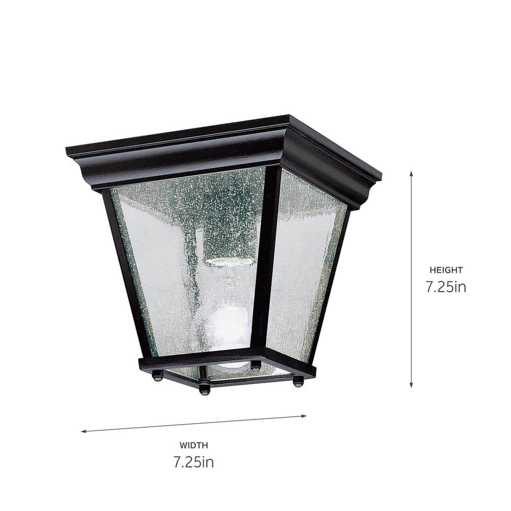 Black Glass and Bronze Indoor/Outdoor Ceiling Light