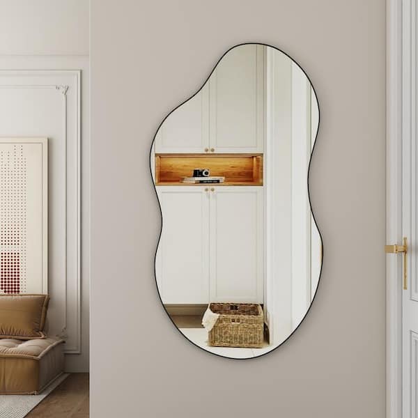 Black 22 in. W x 43.3 in. H Irregular Metal Decorative Mirror
