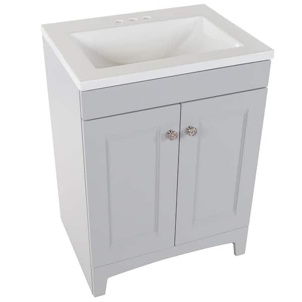 Glacier Bay Delridge 24 In W X 19 D Bath Vanity Pearl Gray With Cultured Marble Top White Sink Dr24p2 Pg The Home Depot - 24 Inch White Bathroom Vanity With Gray Top