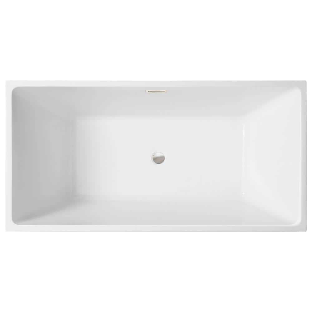 Chloe 59" White Acrylic Freestanding Soaking Bathtub