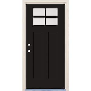 36 in. x 80 in. Right-Hand 4-Lite Clear Glass Onyx Painted Fiberglass Prehung Front Door with 4-9/16 in. Frame