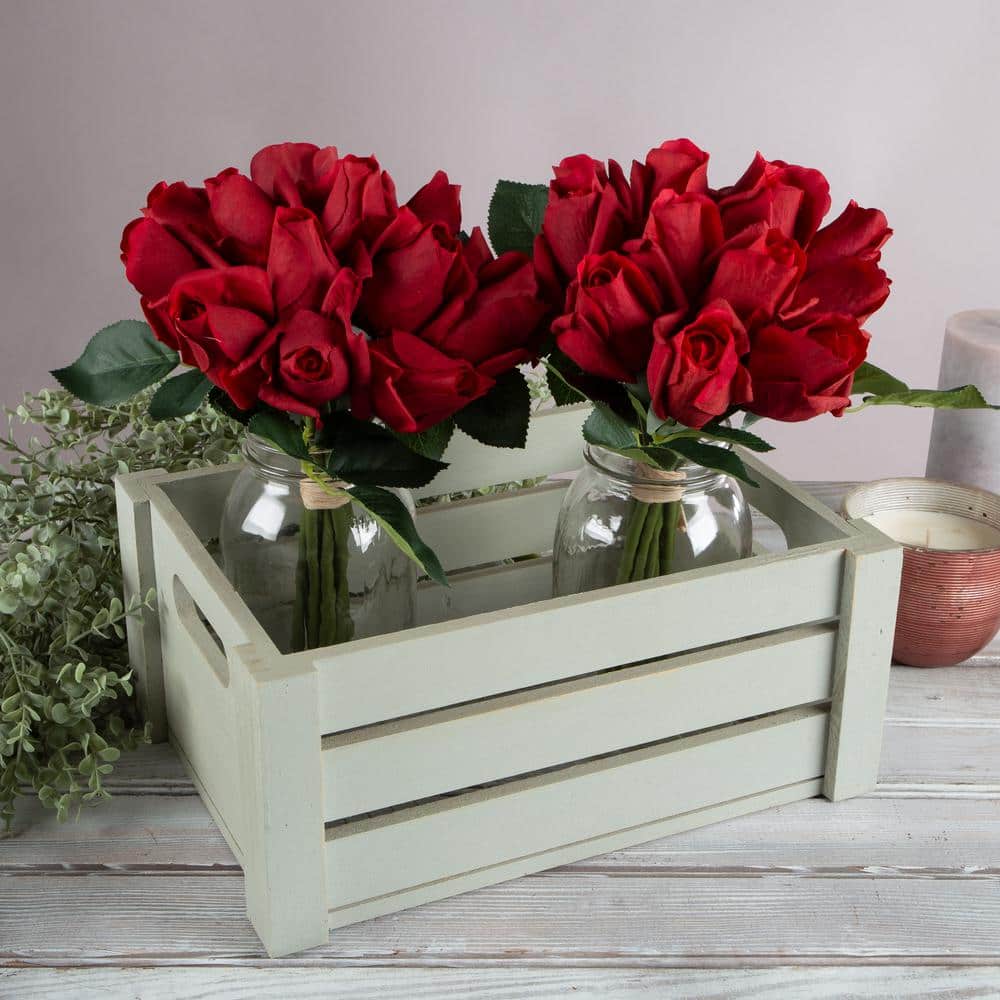 Pure Garden 11 .5Inch Red Artificial Rose Flowers with Stems 48Pc