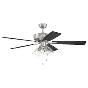 Pro Plus 104 52 in. Indoor Brushed Polished Nickel Finish Dual Mount Ceiling Fan w/4-Light Clear Glass Light Kit