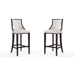 Fifth Avenue 45 in. Pearl White and Walnut Beech Wood Bar Stool (Set of 2)