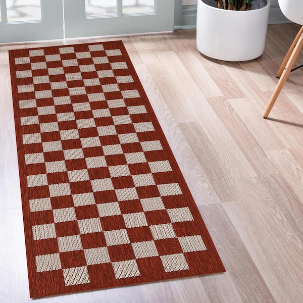 Daisy Red and Ivory 2 ft. x 8 ft. Indoor/Outdoor Area Rug