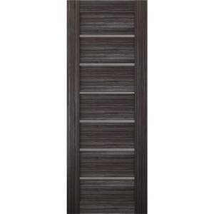 Alba 30 in. x 80 in. No Bore 6-Lite Solid Core Frosted Glass Gray Oak Finished Wood Composite Interior Door Slab