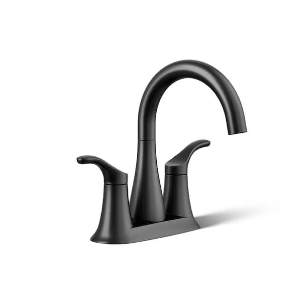 KOHLER Simplice Double-Handle 1.2 GPM 4 in. Centerset Bathroom Sink Faucet in Matte Black