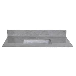 37 in. W x 22 in. D Stone Bathroom Vanity Top in Carrara Gray with White Rectangle Single Sink-1H