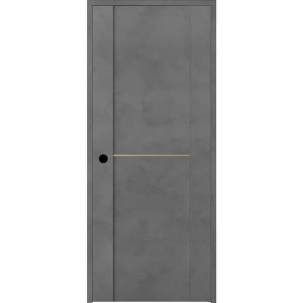 Belldinni Vona 01 1H Gold 18 in. x 80 in. Right-Handed Solid Core Dark Urban Textured Wood Single Prehung Interior Door