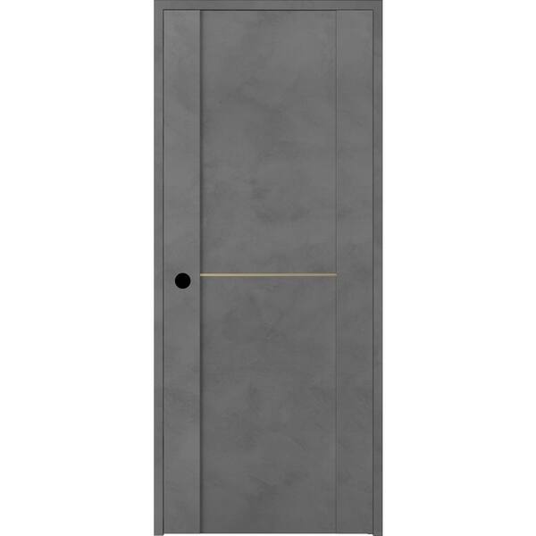 Belldinni Vona 01 1H Gold 30 in. x 80 in. Right-Handed Solid Core Dark Urban Textured Wood Single Prehung Interior Door