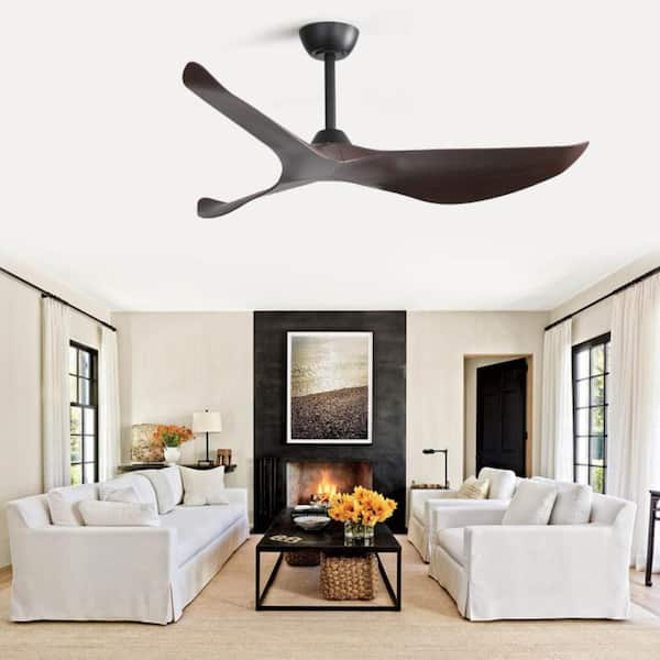 Sofucor 52 in. Indoor/Outdoor Black Ceiling Fan with Remote