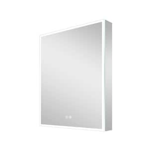 24 in. W x 30 in. H Frameless Rectangular Silver Surface Mount Medicine Cabinet with Mirror and LED Light (Left Open)