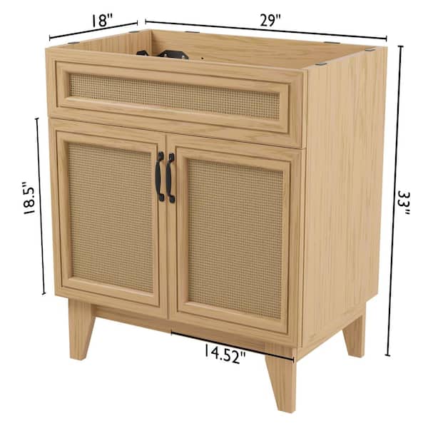 【vani】キャビネット JONATHAN Y Javer 30 in. W x 18 in. D x 33 in. H Rattan 2-Shelf