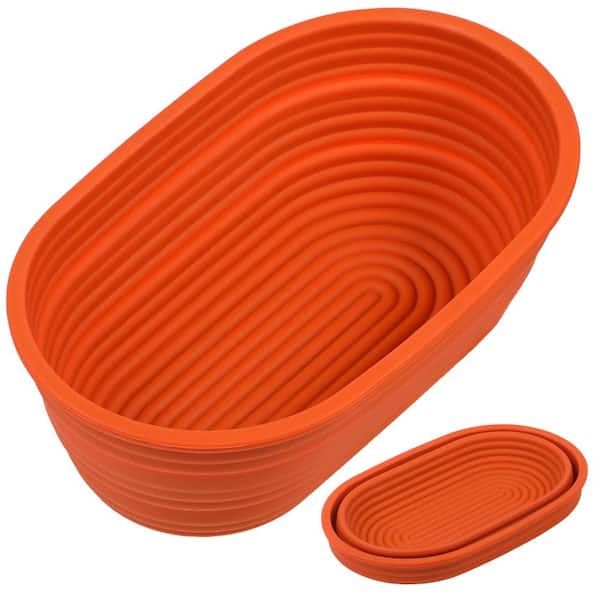 Oval Silicone Collapsible Bread Proofing Basket in Red Bread Basket and Tray Kitchen Serveware Generic 10 Inch