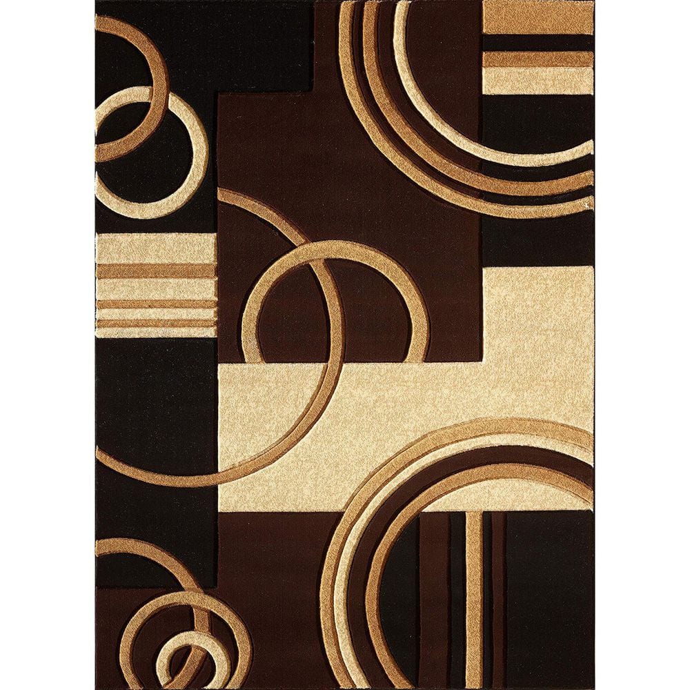 Brown Polypropylene 8 ft. x 10 ft. Abstract Indoor Area Rug